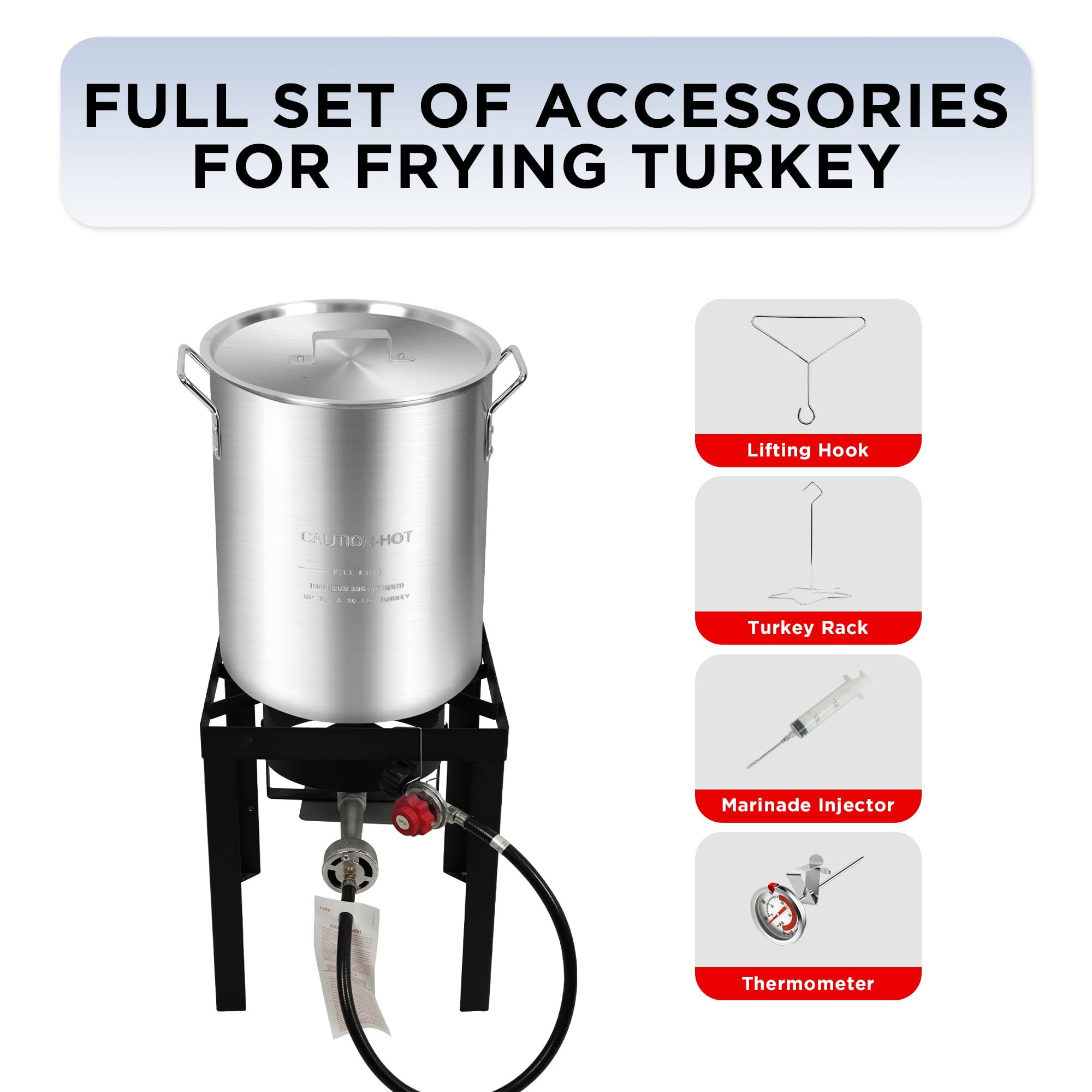 Red Mountain Valley 30 & 10 Quart Outdoor Propane Turkey & Fish Fryer Set with Basket - 50,000 BTU Burner for Deep Frying & Seafood Boiling - Perfect for Backyard BBQs, Camping & Outdoor Cooking Parties