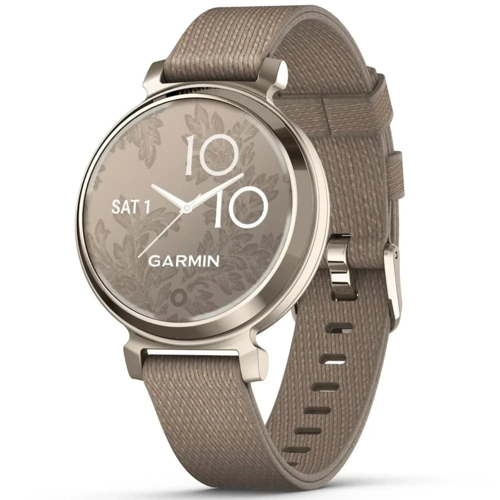 Garmin Lily 2 Classic Smartwatch - Stylish Cream Gold with Coffee Nylon Band, Fitness & Health Tracker for Women, Perfect for Workouts, Running & Everyday Wear