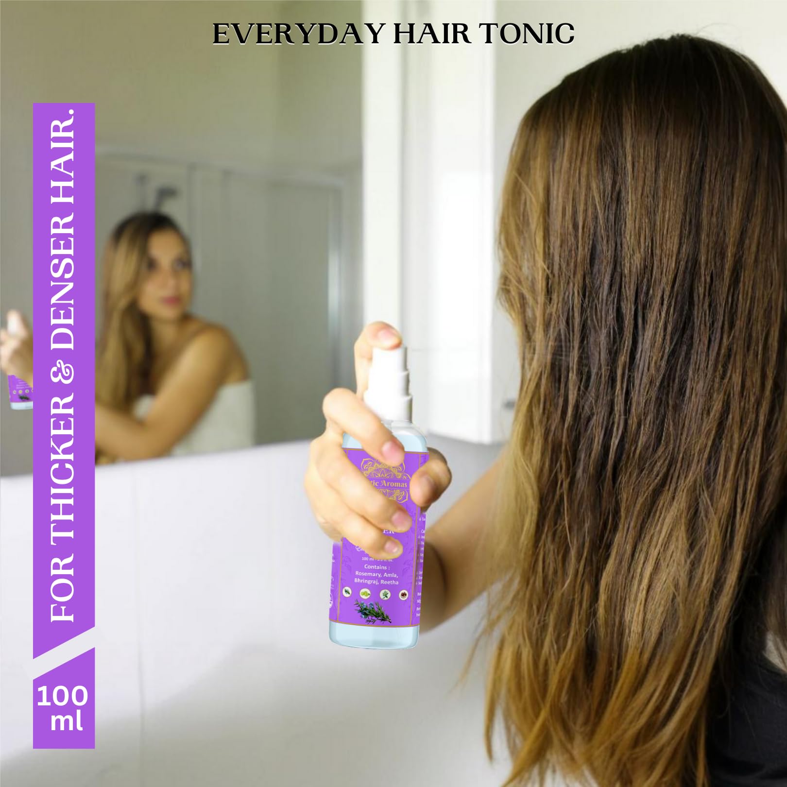 Exotic Aromas Rosemary Water Spray 100ml - Natural Hair Growth Treatment for Thicker, Shinier & Stronger Hair | Strengthens, Moisturizes & Thickens Hair | Ideal for Dry, Oily, Flaky, Thinning & Damaged Hair | Men & Women | Perfect for Daily Hair Care & Scalp Hydration