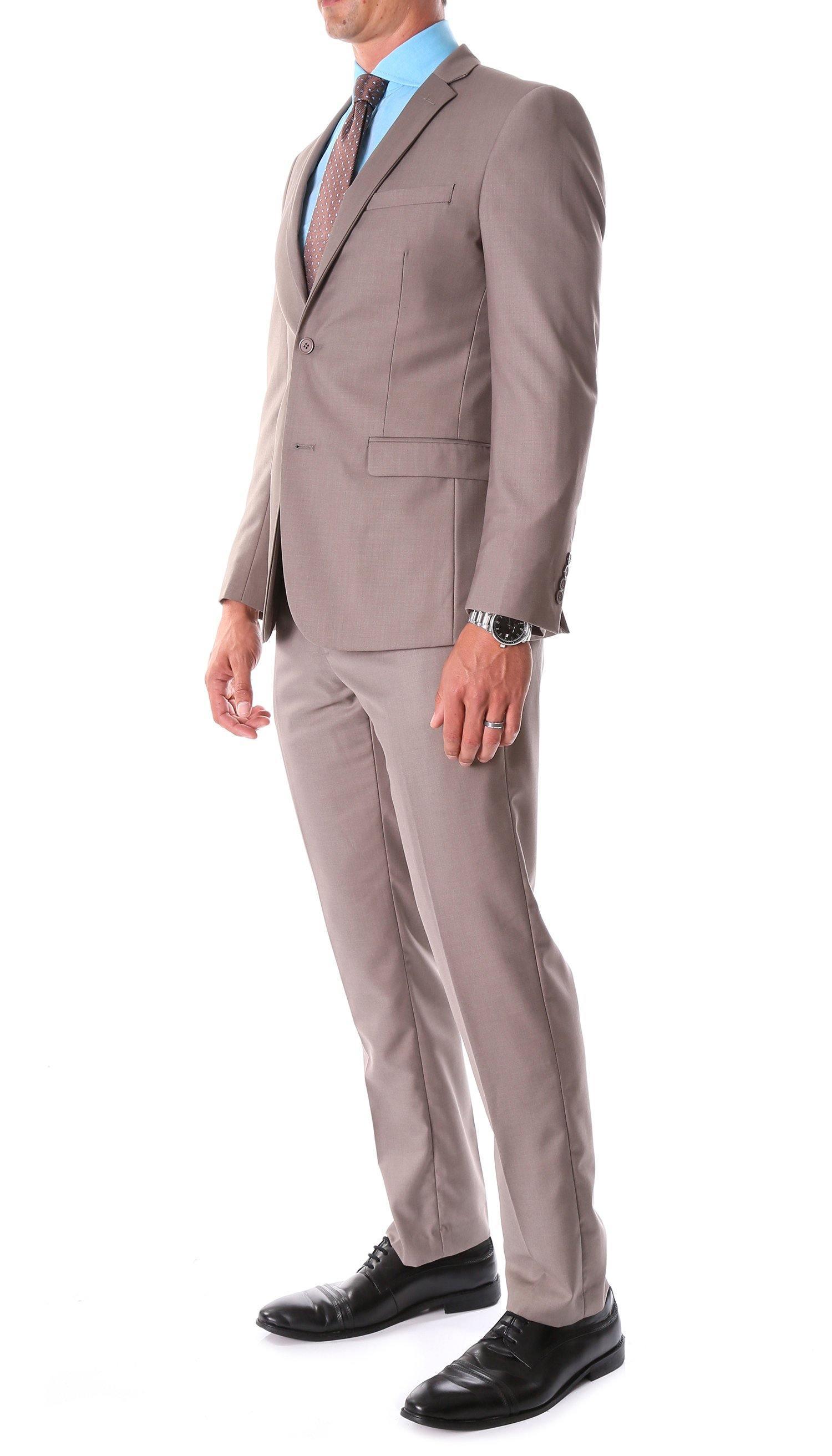 Oslo Collection Slim Fit 2 Piece Suit in Taupe | Premium Men's Business Attire for Office & Formal Events