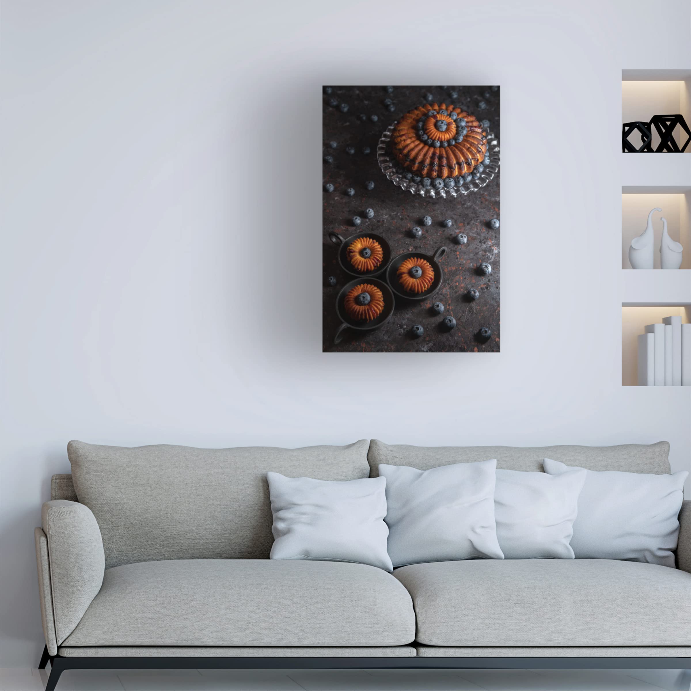 Denisa Vlaicu 'Blueberry Bundt Cake' Canvas Wall Art Print - Handmade Oil Painting Reproduction for Home & Kitchen Decor - Perfect for Dining Room, Bedroom or Office Wall Decor