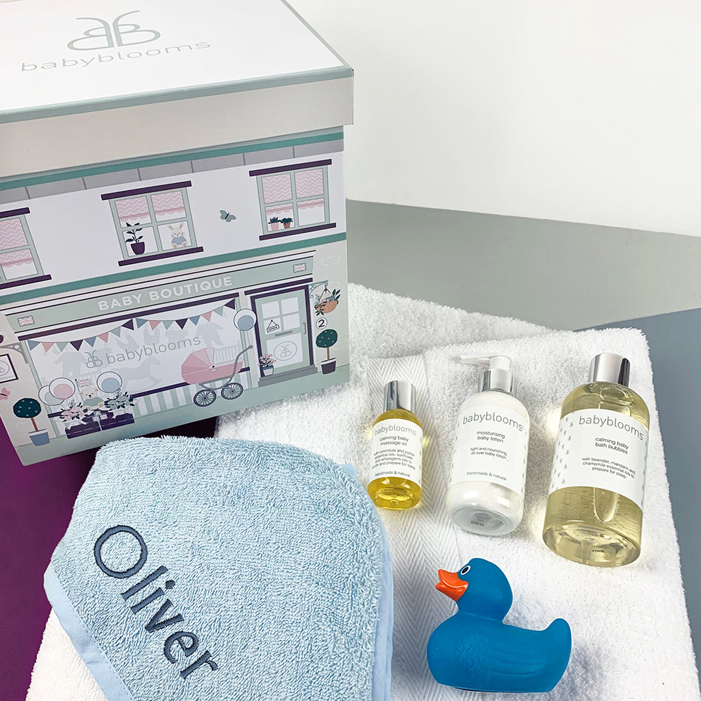 Personalized Baby Bathtime Gift Set - Blue | Newborn Bath Essentials & Baby Shower Gifts for Boys & Girls | Perfect for Bath Time, Baby Showers & First Birthday Presents