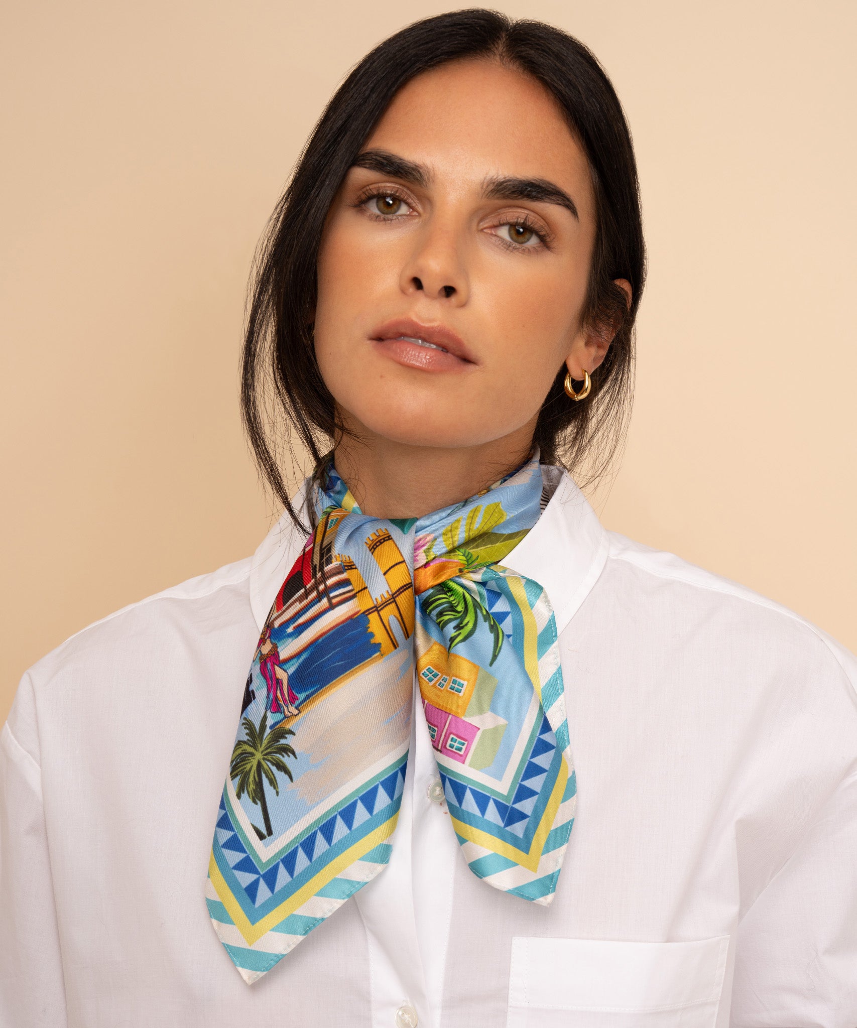 Positano Silk Bandana Scarf - Lightweight & Soft Fashion Accessory for Women & Men - Perfect for Travel, Beach, Hair Styling & Outfit Accessorizing
