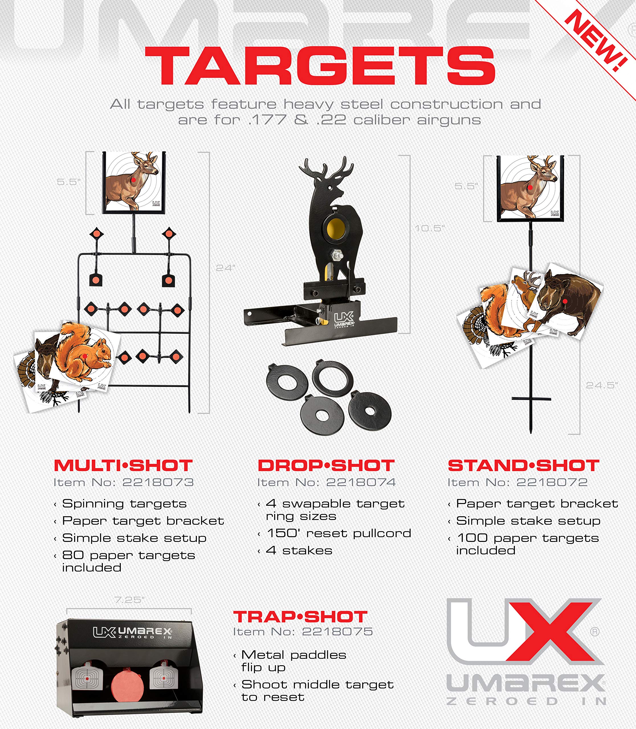 Umarex Multi-Shot Air Gun Spinning Target Kit with 80 Paper Targets - Perfect for Outdoor Shooting Practice & Backyard Target Training