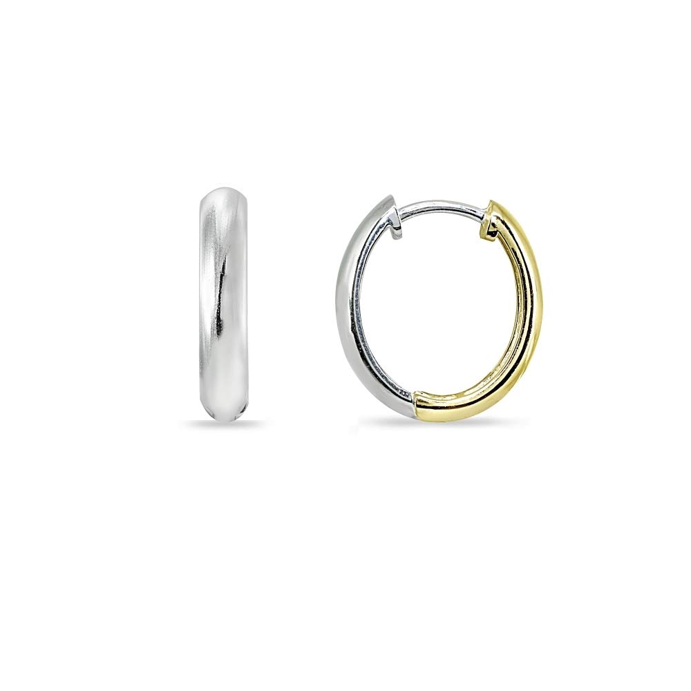 Sterling Silver 16mm Oval Small Hinged Huggie Hoop Earrings for Women - Dainty Everyday Jewelry, Gift for Her, Perfect for Work & Casual Wear