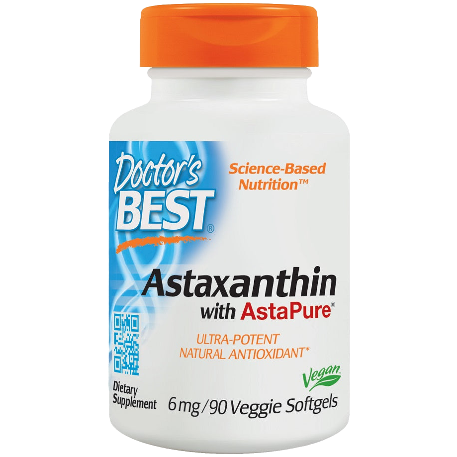 Doctor's Best Astaxanthin 6mg with AstaPure | 90 Veggie Softgels | Premium Antioxidant Supplement for Skin, Eye & Joint Health | Supports UV Protection & Anti-Aging