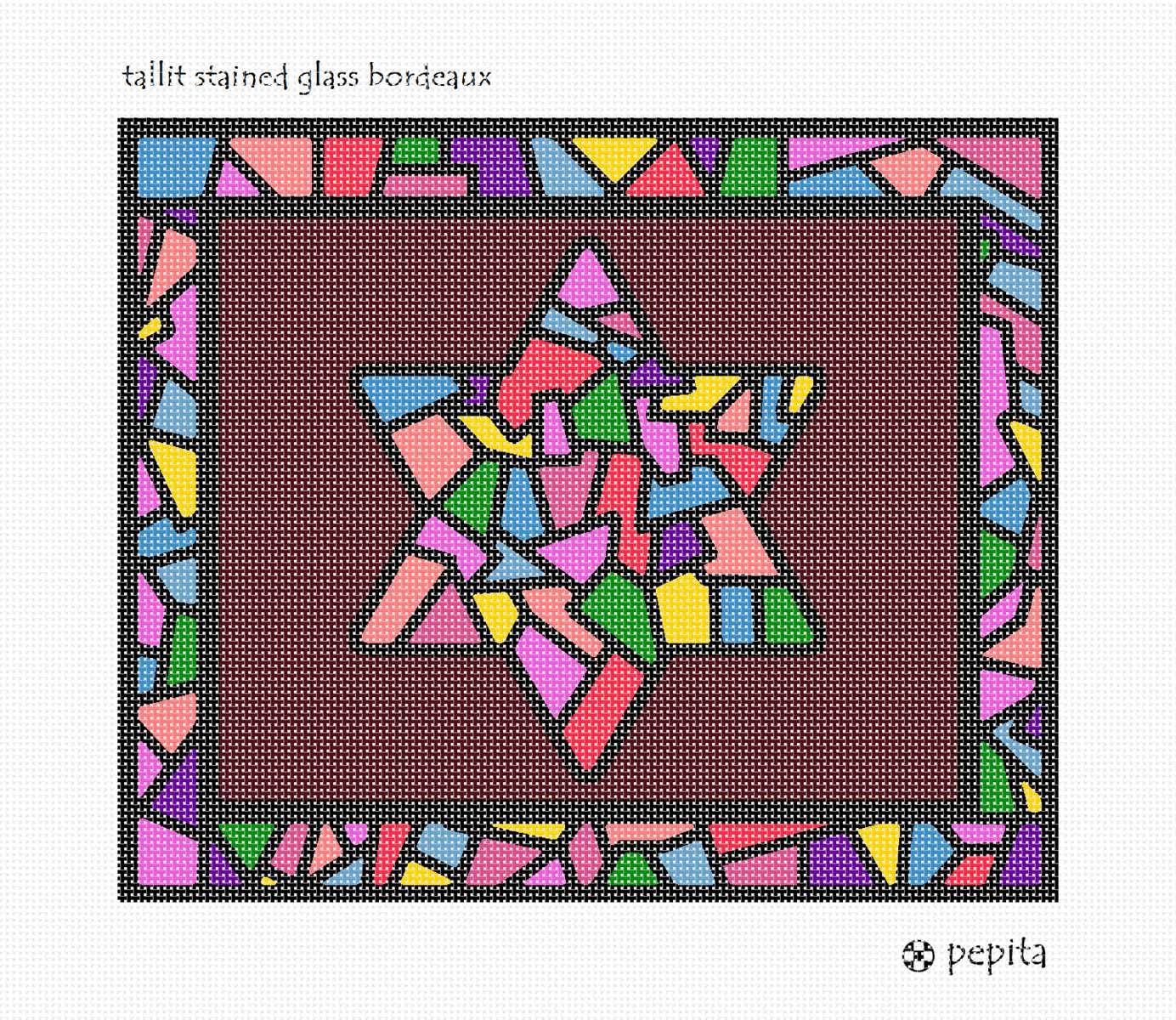 Pepita Needlepoint Kit for Tallit Stained Glass Bordeaux - 12