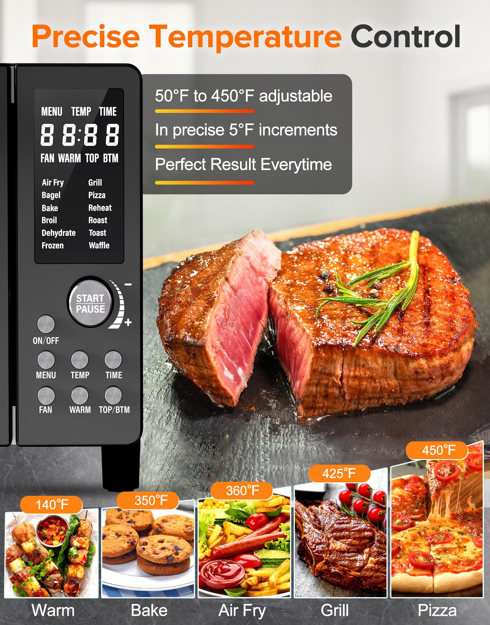Nuwave Bravo Pro Smart Air Fryer Toaster Oven Combo - 12-in-1 Countertop Convection Oven with Quick Crisp Technology, 1800W, 50-450°F, PFAS-Free, 21QT, Black - Perfect for Healthy Cooking, Baking, Roasting & Meal Prep in Small Kitchens
