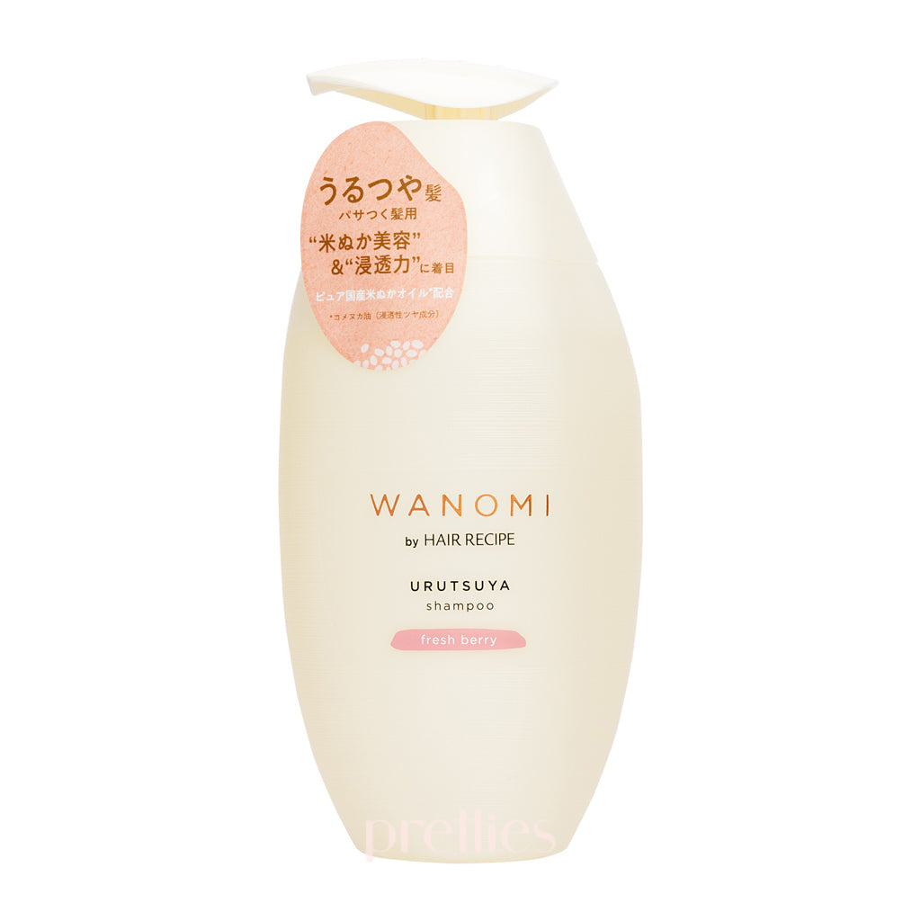 P&G Hair Recipe WANOMI Urutsuya Shampoo for Dry Hair - Fresh Berry Scent, 350ml, Pink | Hydrating & Nourishing Shampoo for Damaged Hair - Perfect for Daily Hair Care Routine at Home or Salon