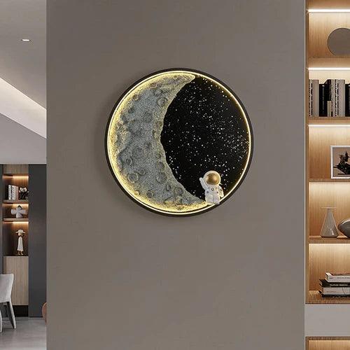 Modern Round LED Wall Lamp - Space Black & White Decorative Light for Bedroom, Living Room, and Hallway - Energy Efficient Ambient Lighting