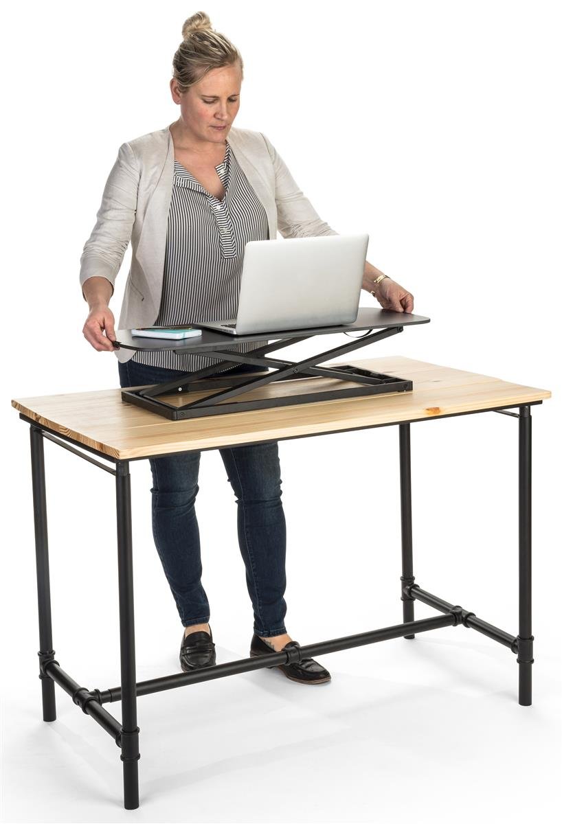 Height Adjustable Sit Stand Workstation for Desktop – Black (FDDX04LTBK) | Ergonomic Standing Desk Converter for Home & Office | Reduce Neck & Back Pain While Working