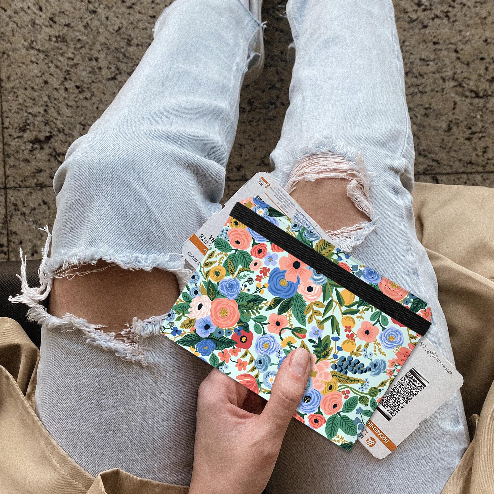 RFID Blocking Passport Holder & Wallet - Floral Design for Travel