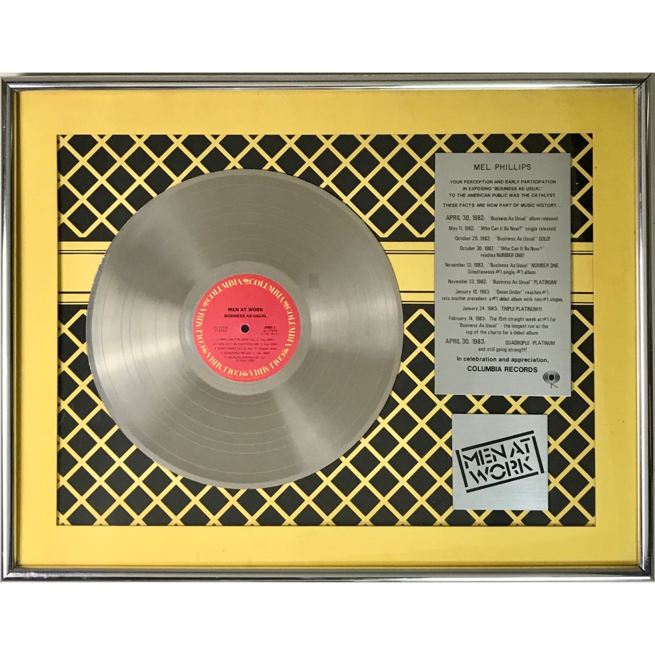 Men At Work - Business As Usual Vinyl Record (Columbia Records, Award-Winning Album) - Perfect for Music Collectors & 80s Nostalgia Lovers