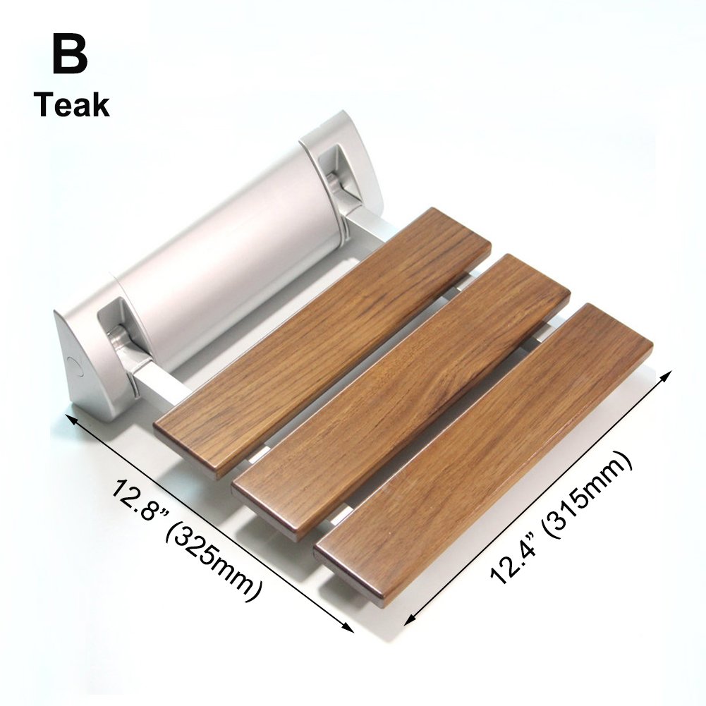 Foldable Wall-Mounted Shower Seat - Solid Wood Bathtub Safety Stool Chair with 350 lbs Weight Capacity - Non-Slip Bathroom Stool for Elderly & Disabled - Perfect for Shower, Bathtub & Spa Safety Use