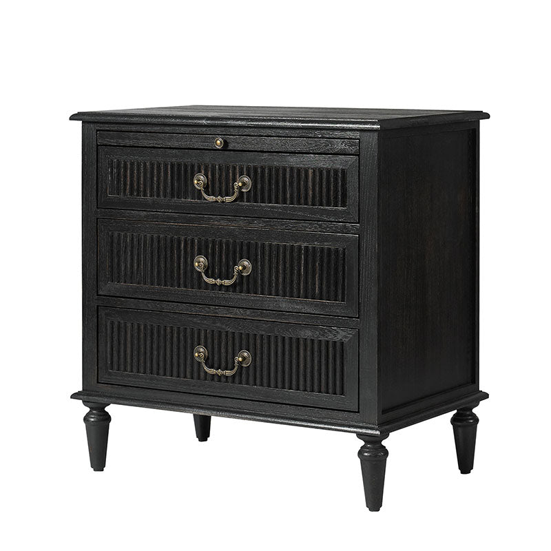 Farmhouse Solid Wood Nightstand with Fluted Drawer - Rustic Bedside Table with Optional Storage Drawer - Perfect for Bedroom, Guest Room, or Cabin Decor