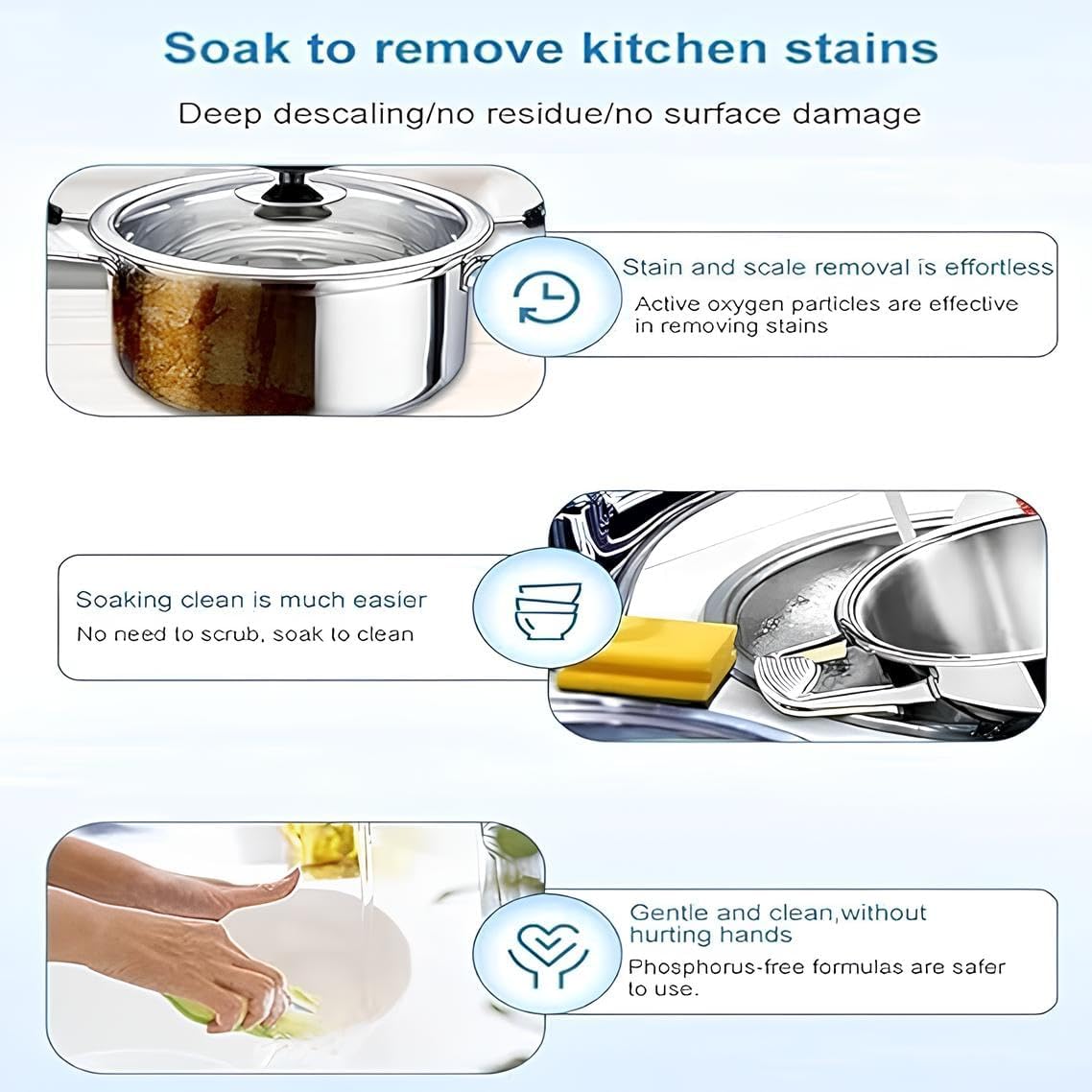 KLEVA All Kitchen Active Oxygen Cleaner Powder - Multi-Purpose Stain, Oil & Grease Remover for Kitchen, Utensils & Sanitary Areas | Rust Cleaner | 250g | Perfect for Deep Cleaning Stoves, Sinks & Cookware