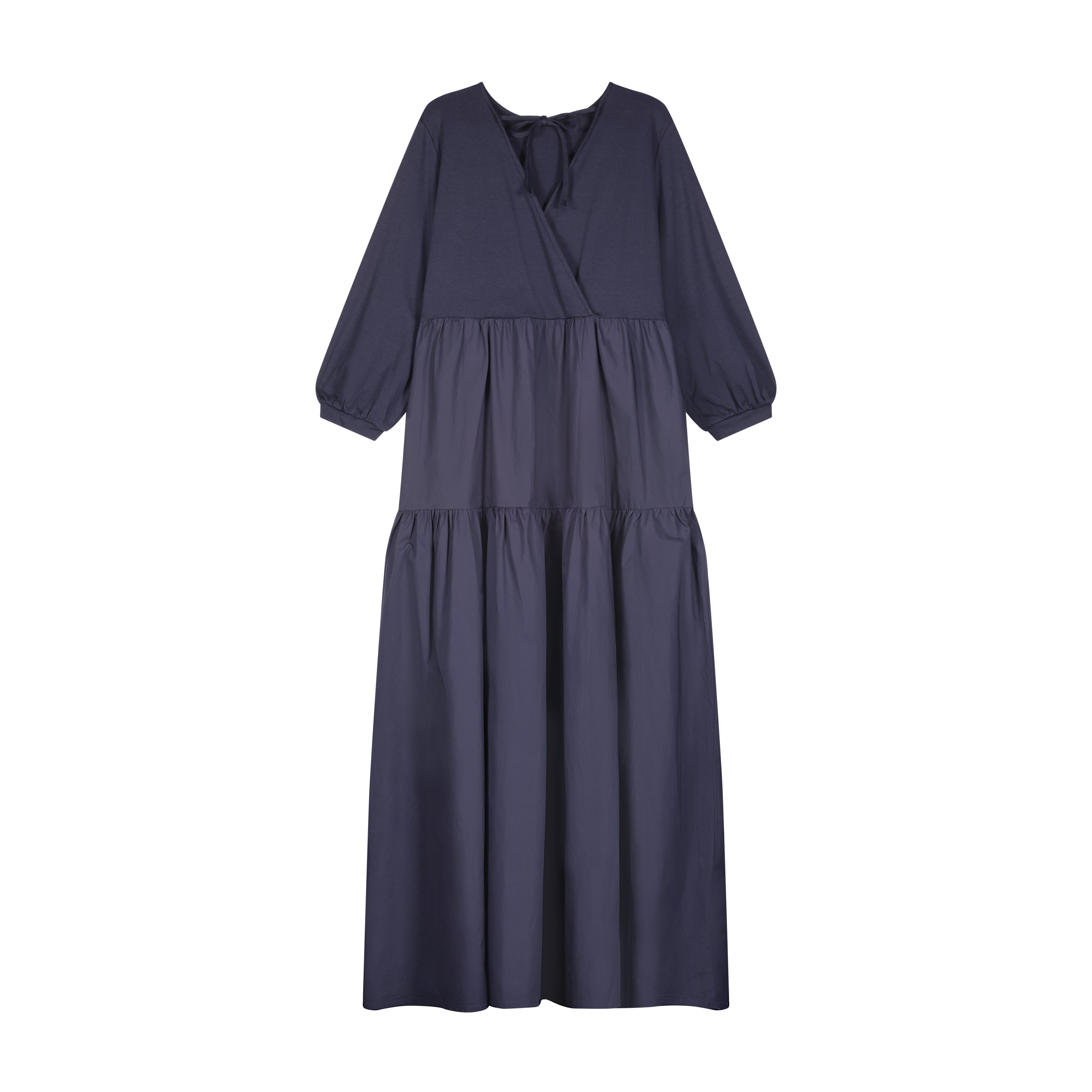 Elegant Navy Blue Waisted Maxi Dress for Women - Perfect for Weddings, Parties & Summer Vacations