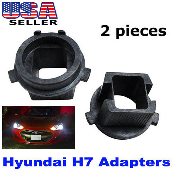 (2) H7 HID Xenon Bulbs Adapters Holders - Compatible with Hyundai Genesis Coupe & Veloster - Perfect for Headlight Upgrades & Night Driving