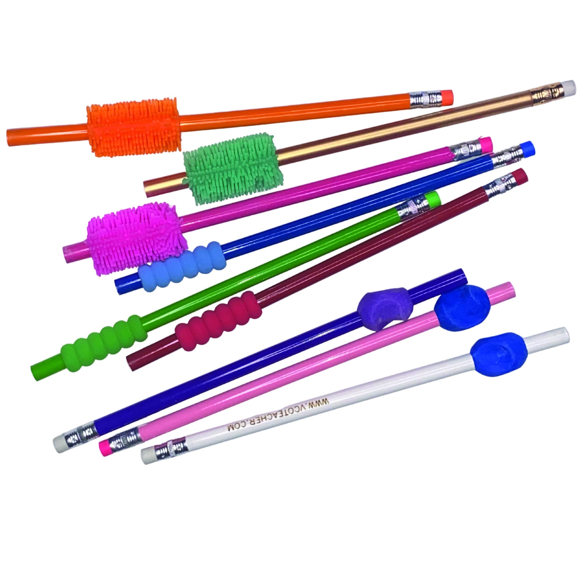 Kids Pencil Grips for Handwriting - Soft Rubber & Foam Pencil Holders with Double Zipped Pouch & Free Letter Practice PDF | Perfect for Classroom, Homeschooling & Occupational Therapy