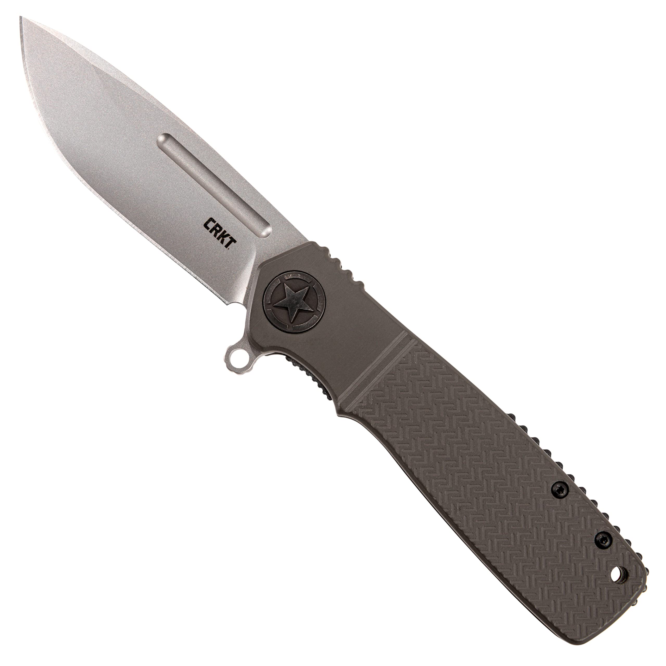 CRKT Homefront EDC Folding Pocket Knife - Assisted Opening, Sandvik 12C27 Plain Edge Blade, Liner Lock, Aluminum Handle (Dark Gray) | Perfect for Everyday Carry, Outdoor Adventures, Camping & Survival Gear