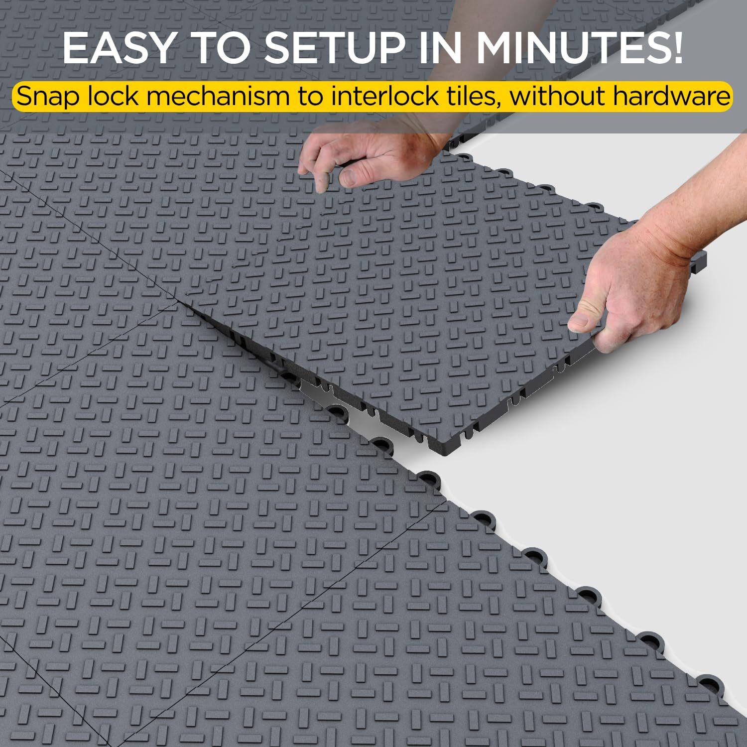 Interlocking Garage Floor Tiles - 48 Pack of 12x12 Inch Anti-Slip, Oil & Stain Resistant Tiles with 40,000 lbs Load Capacity (Gray) - Perfect for Home Garages, Workshops & Commercial Spaces