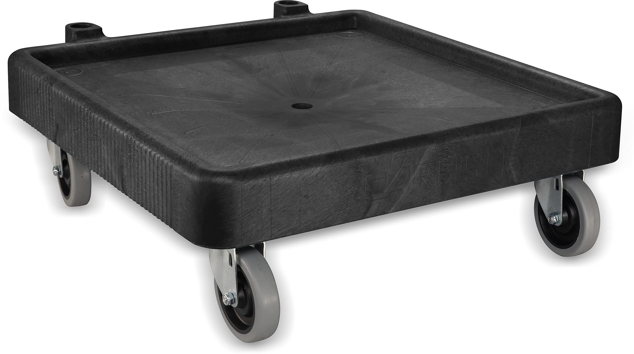 Carlisle FoodService E-Z Glide Dishwashing Rack Dolly - Heavy Duty Plastic Utility Cart with Drain & Handle for Commercial Kitchens, Restaurants (22.5x22.5x8 Inches, Black) - Perfect for Busy Dish Stations & High-Volume Food Service Areas