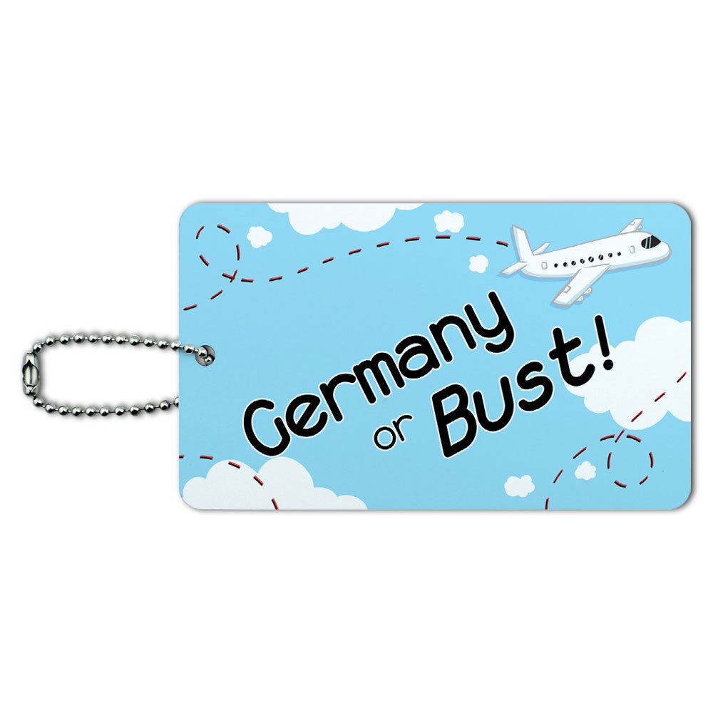 Germany or Bust - Flying Airplane ID Luggage Tag for Suitcases & Carry-Ons | Travel Accessories for Airports & Vacations