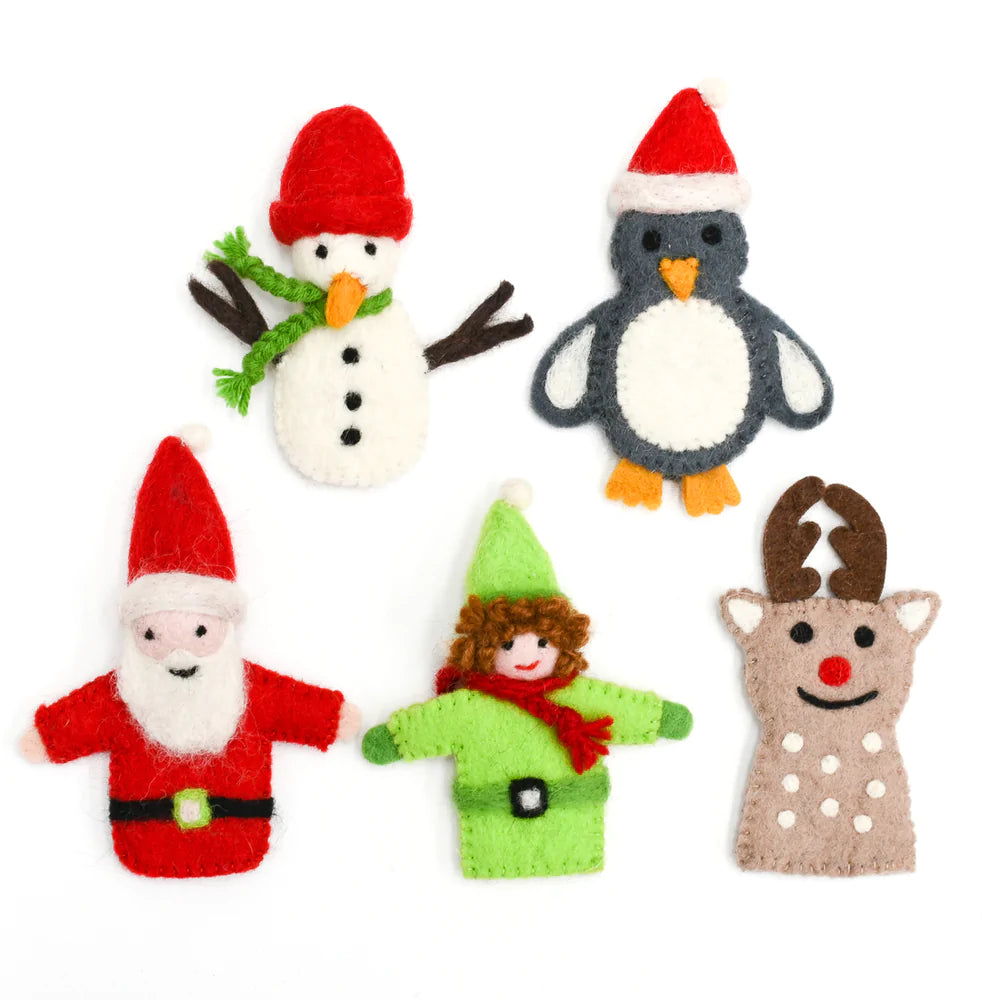 Christmas Friends Felt Finger Puppet Set - 12pc Holiday Character Puppets for Kids Storytelling & Christmas Plays | Perfect for Classroom Activities, Holiday Parties & Family Fun