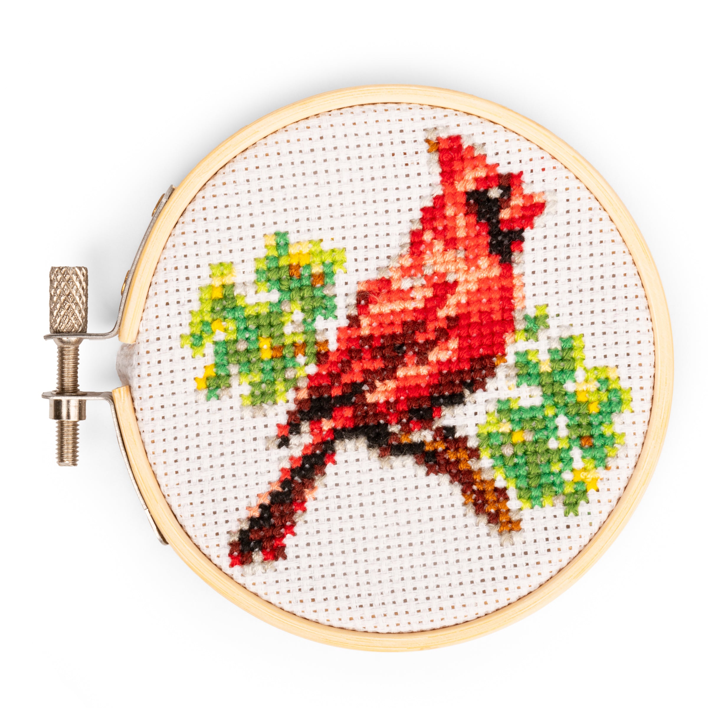 Cardinal Mini Cross Stitch Embroidery Kit - DIY Handmade Red Bird Needlework for Beginners | Perfect for Home Decor, Gifts & Craft Projects