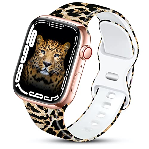 IKANFI Sport Band for Apple Watch 49mm 45mm 44mm 42mm 41mm 40mm 38mm - Floral Printed Silicone Strap Compatible with iWatch Series 8/7/6/5/4/3/2/1/SE - Durable, Fadeless Design for Women & Girls - Perfect for Workouts, Running & Everyday Wear