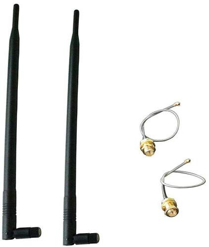 High Gain 9dBi WiFi Antenna with RP-SMA Connector - Compatible with Wireless Routers, USB Adapters, PCIe Cards, IP Cameras & Range Extenders + 2x U.FL to RP-SMA Pigtail Cables | Boost WiFi Signal for Home Office, Gaming & Smart Devices