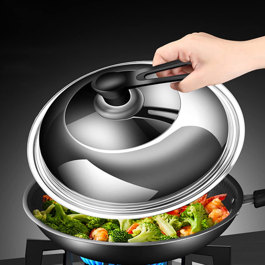 1PC Stainless Steel Pot Cover with Glass Lid - Transparent Cooking Cover for Pans, Woks & Kitchen Utensils - Durable Kitchen Gadget for Sauteing, Frying & Food Storage