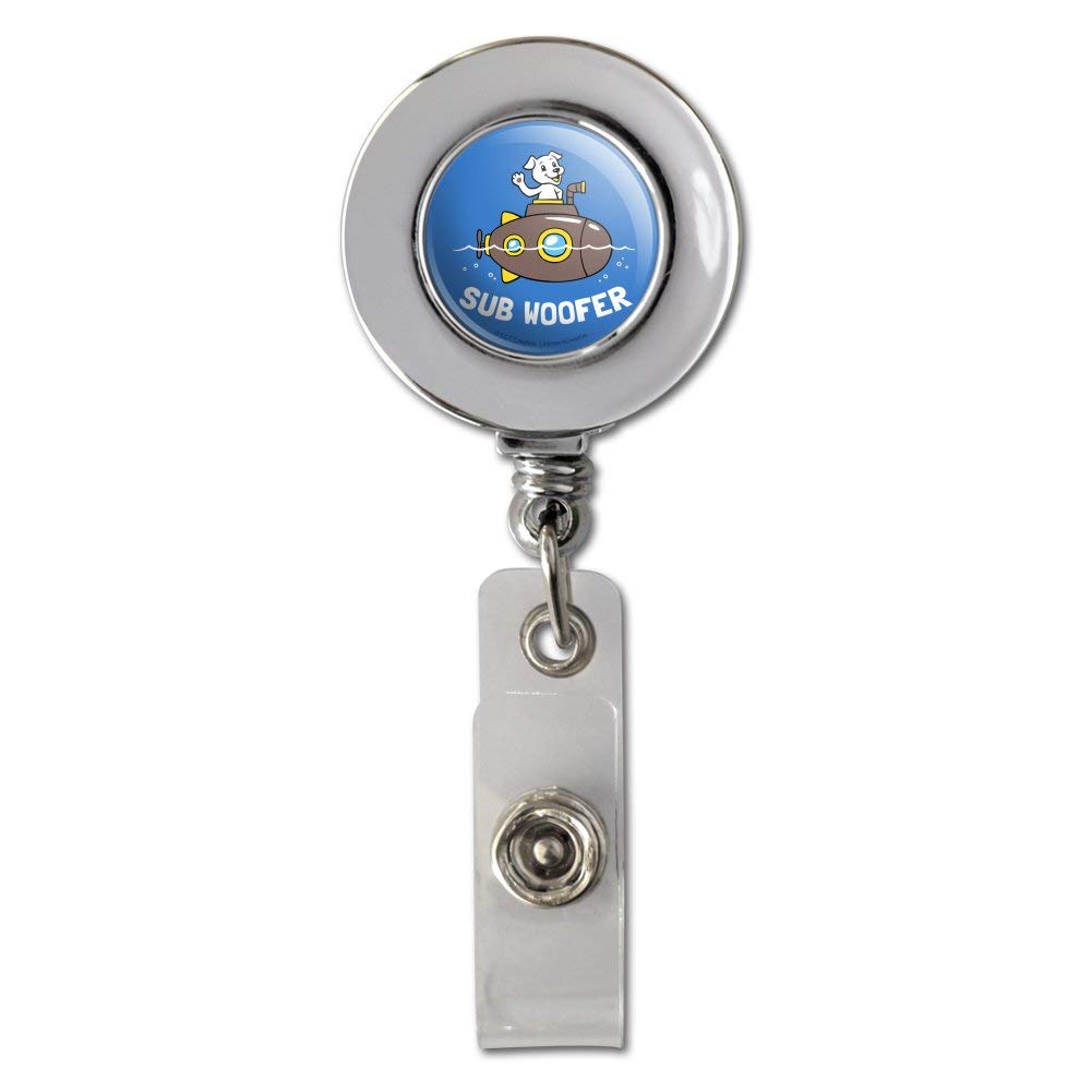 Funny Sub Woofer Dog ID Badge Holder - Retractable Reel for Work & Events