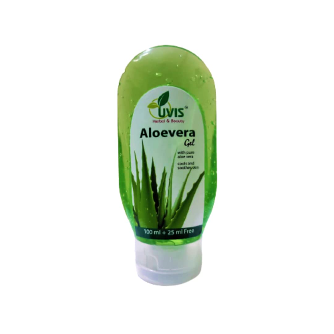 UVIS Pure Natural Aloe Vera Gel for Face & Hair - Daily Moisturizer, Skin Glow & Hair Growth Treatment, Deep Cleansing Gel for Men & Women (125g) - Perfect for Sunburn Relief, After Shave Care & Scalp Hydration