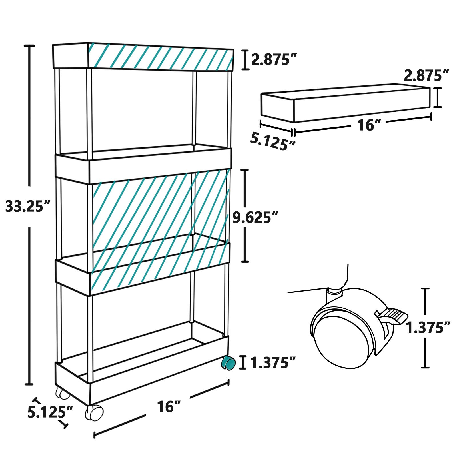 4-Tier Slim Rolling Storage Cart with Wheels - Mobile Utility Organizer for Bathroom, Kitchen, Office & Laundry - Space-Saving Plastic & Stainless Steel Shelving Unit - Perfect for Small Spaces, Closets & Narrow Areas (White)