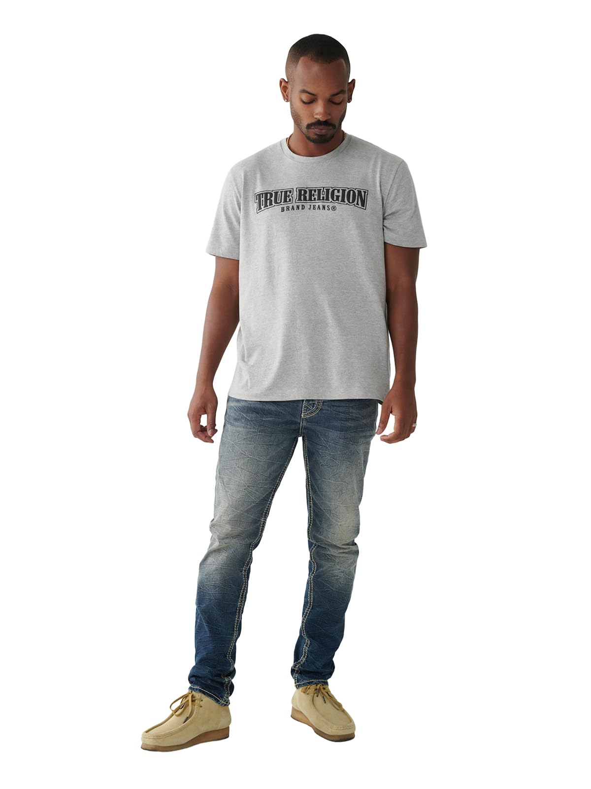 True Religion Men's Rocco Big Qt Relaxed Fit Jeans - 32 Inch Inseam | Premium Denim Pants for Casual Wear & Night Out