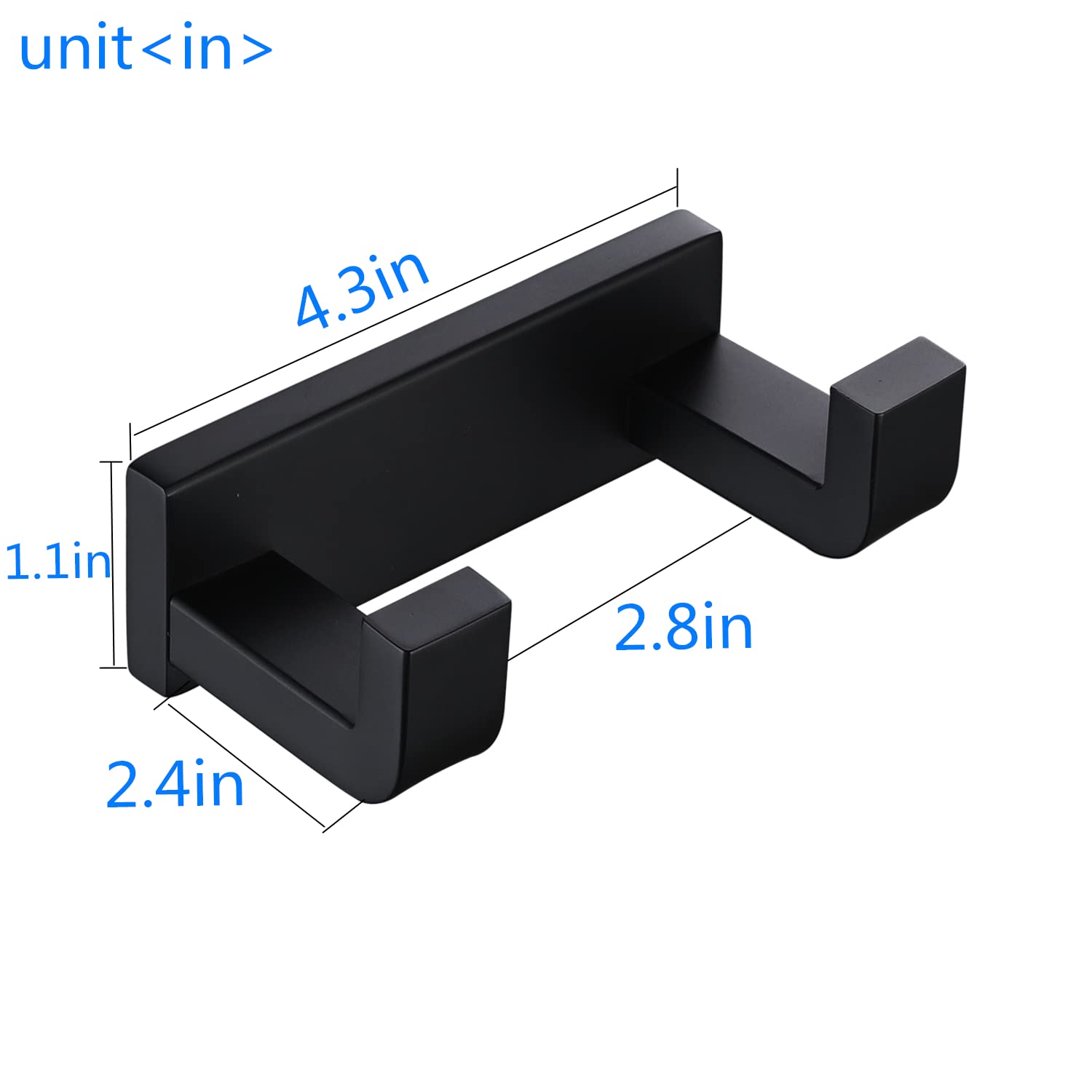 2 Pack Stainless Steel Double Towel Robe Hook - Heavy Duty Wall Mounted Coat Hanger for Bathroom, Kitchen & Toilet Accessories - Matte Black Finish - Perfect for Hanging Robes, Towels and Coats in Home & Hotel Use