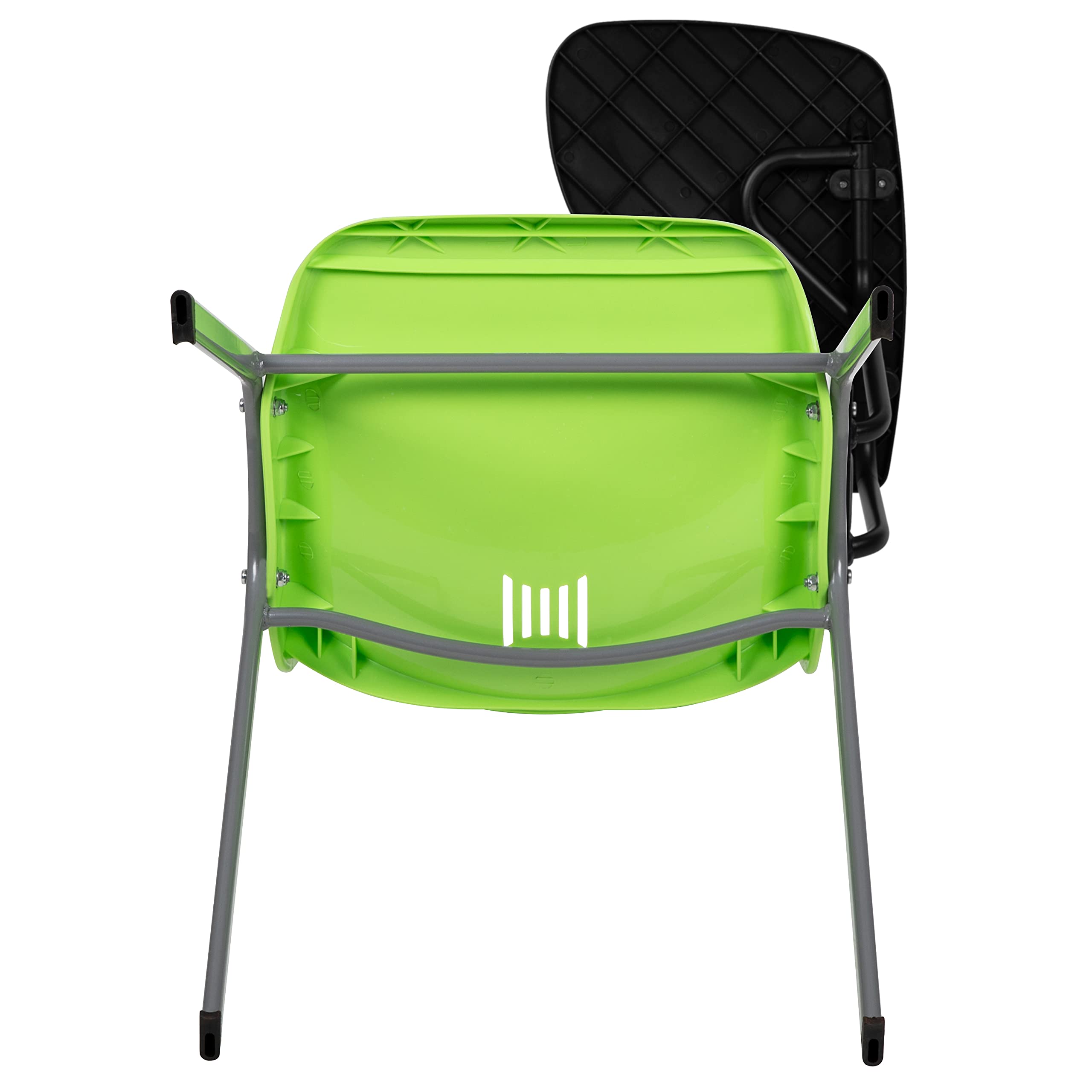 EMMA + OLIVER Green Ergonomic Shell Chair with Left-Handed Flip-Up Tablet Arm - Adjustable Office Desk Chair for Home & Workspace - Perfect for Studying, Working & Gaming