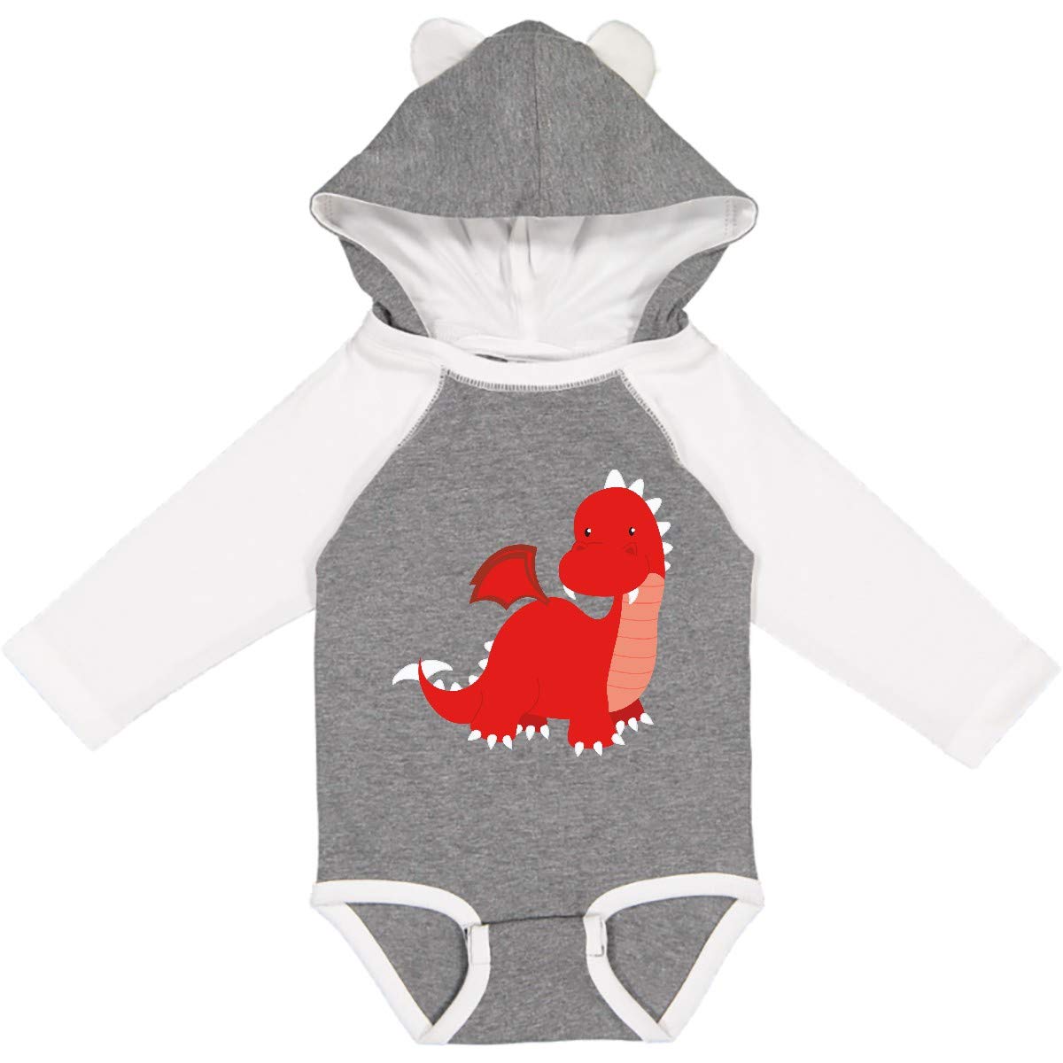 Inktastic Adorable Red Dragon Baby Long Sleeve Creeper - Soft Cotton Onesie for Newborns & Infants - Perfect for Holidays, Photo Shoots & Playtime