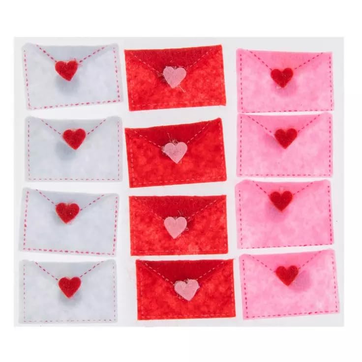 12PCS Love Letter Stickers - Valentine's Day Felt Decals for DIY Scrapbooking, Greeting Cards & Craft Projects - Perfect for Romantic Gifts, Journals and Home Decor