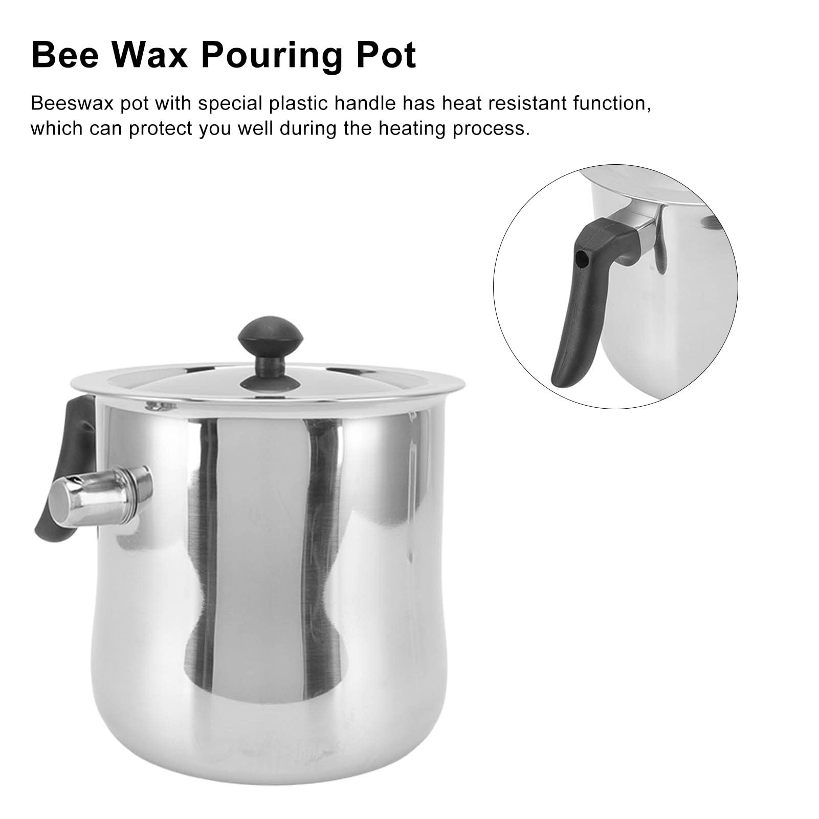 Premium 304 Stainless Steel Bee Wax Melting Pot for Candle Making - 2.5L Capacity with Heat-Resistant Handle & Lid - Beekeeping & DIY Candle Supplies (Perfect for Home Crafting, Soap Making & Wax Melting Projects)