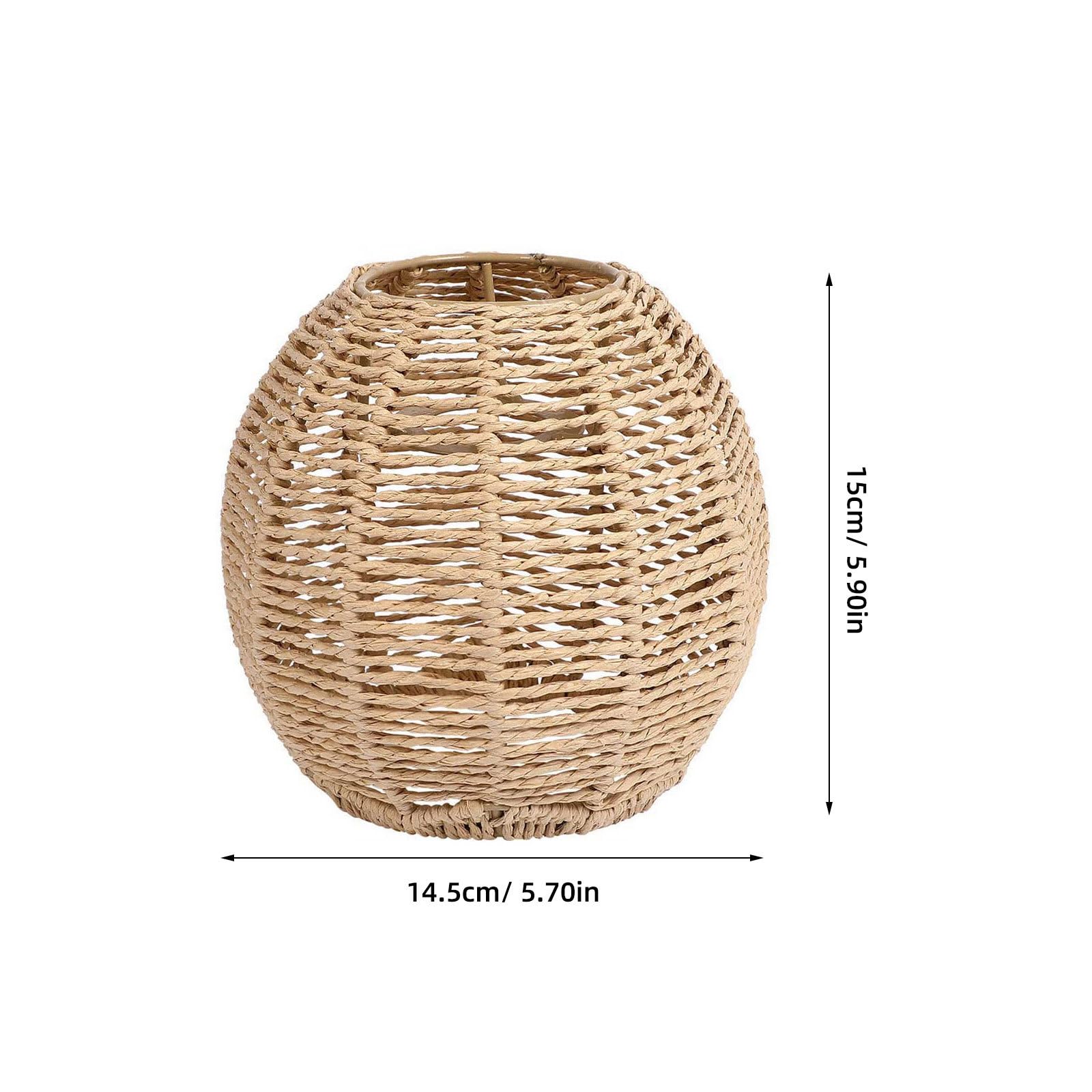 DOITOOL Small Wicker Rattan Lamp Shade - Boho Woven Pendant Light Cover, Retro Replacement Lampshade for Floor Lamps, Chandeliers, Desk Lamps, Wall Sconces (Khaki Dark/Light) - Perfect for Living Room, Bedroom, and Patio Decor