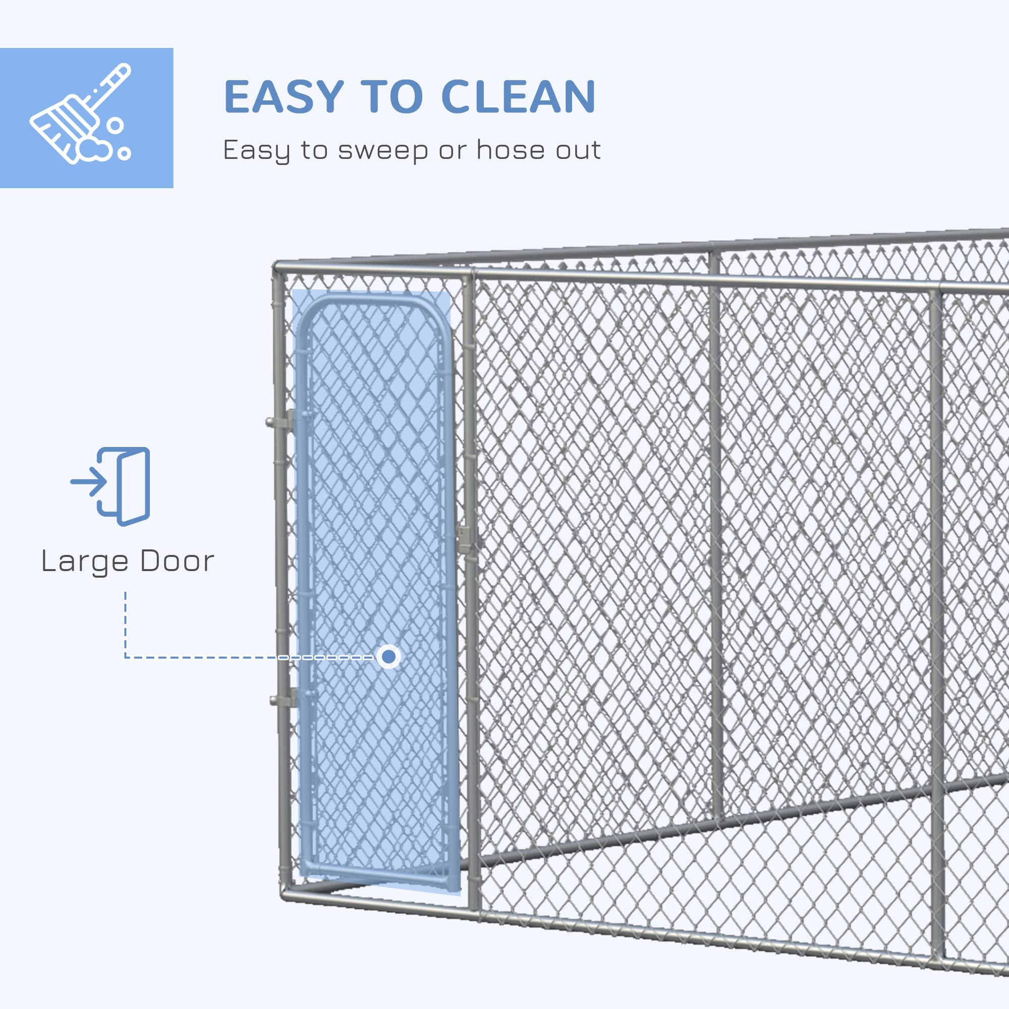 **Heavy Duty Outdoor Dog Kennel - PawHut 13.1' x 13.1' x 6' Galvanized Steel Dog Cage with Secure Lock - Large Dog Run Fence for Backyard, Garden & Secure Pet Containment**