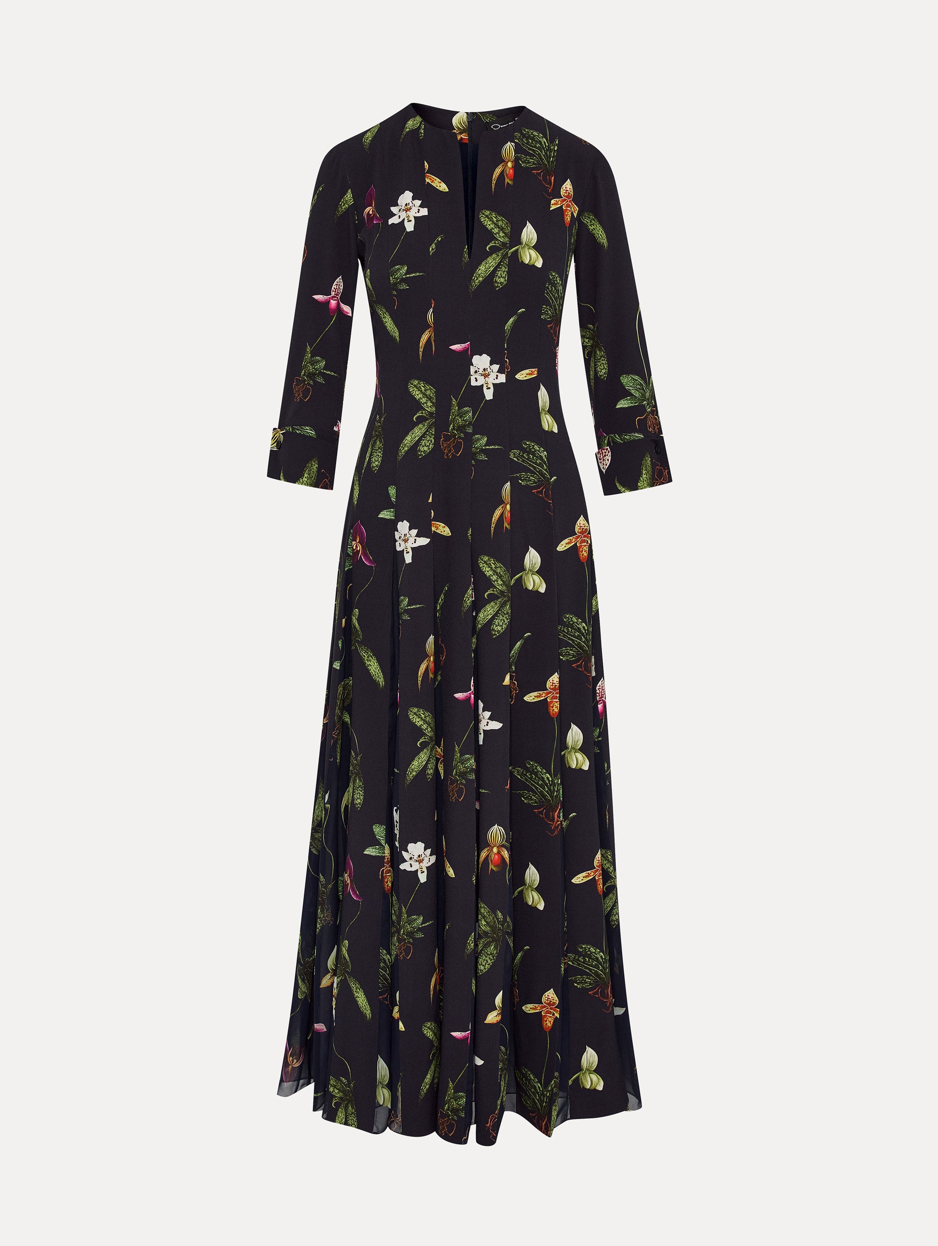 Elegant Orchid Cady Inset 3/4 Sleeve Floral Dress for Women - Perfect for Weddings, Parties & Special Occasions
