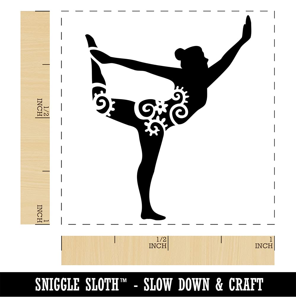 Natarajasana Yoga Pose Stamp - 1 Inch Self-Inking Rubber Stamp with Black Ink for Yoga Journals, Planners & Scrapbooking