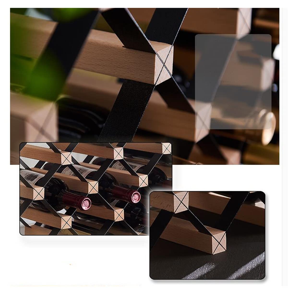 SEFAX Countertop Wine Rack Cabinet - 12 Bottle Wooden Wine Storage Shelf Organizer for Kitchen, Bar, Pantry | Perfect for Small Spaces, Home Decor & Entertaining Guests