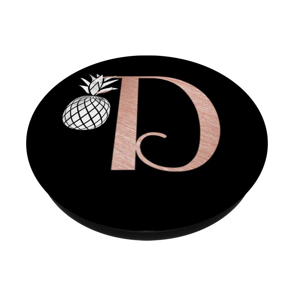 Rose Gold Monogram Phone Stand with Letter D - Elegant Pineapple Design for Desk & Home Decor - Perfect for iPhone, Samsung, and Tablets