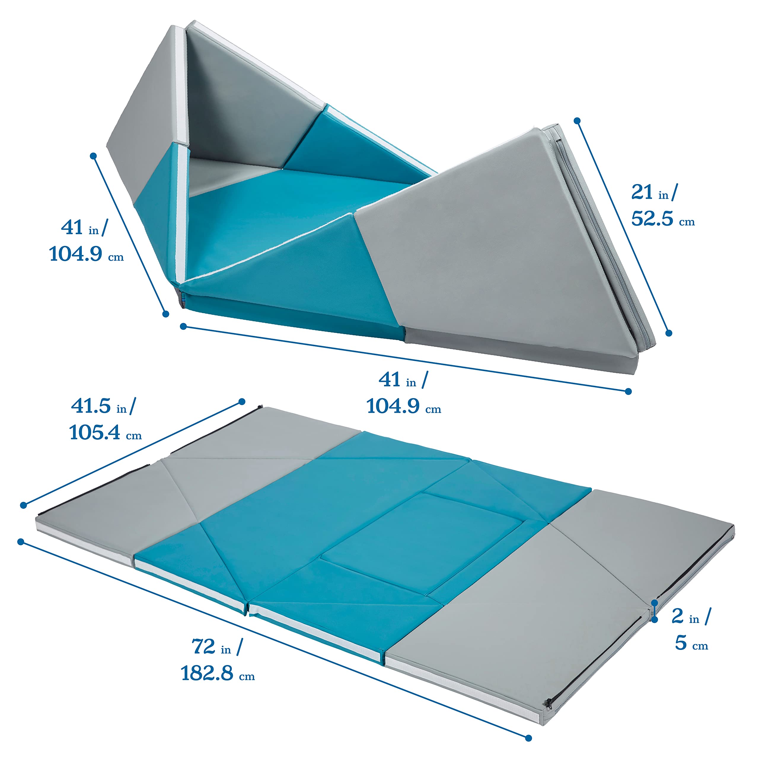 SoftZone Camp Canoe & Tumble Too Folding Playmat for Kids - Non-Slip Nursery Play Mat for Indoor Outdoor Use - Perfect for Camping, Daycare & Home Play Areas