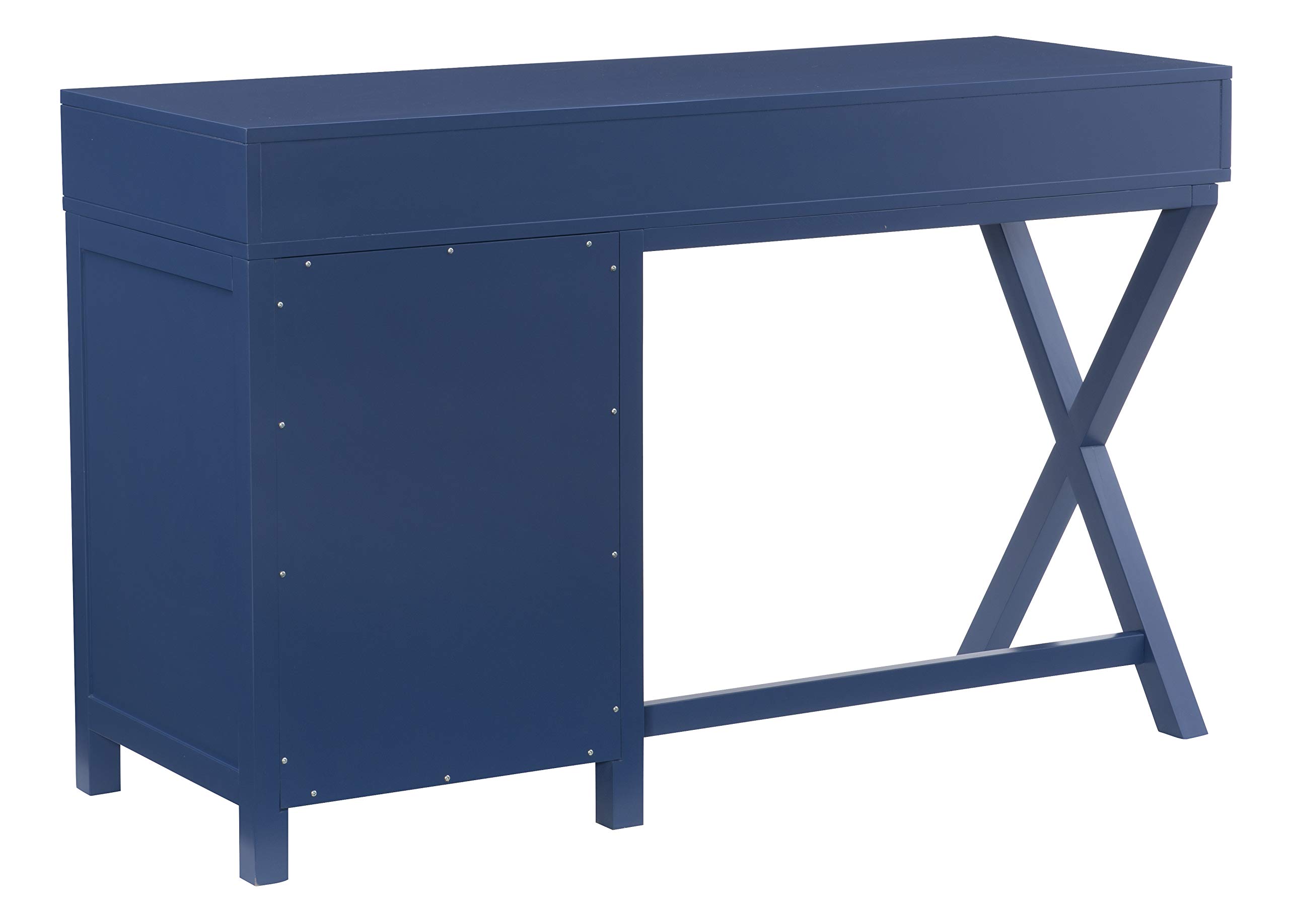 Linon Sadie Navy Blue Modern Classic Side Storage Desk - Stylish Home Office Furniture with Drawers for Organization | Perfect for Small Spaces, Dorm Rooms & Workspaces