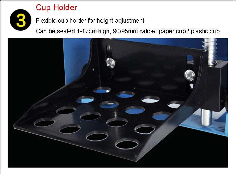TOPCHANCES 270W Manual Plastic Milk Tea Cup Sealing Machine - 300-500 Cups/Hour Electric Coffee Cup Sealer for 180mm Tall & 95mm Diameter Cups - Perfect for Bubble Tea Shops, Coffee Stands, and Takeout Businesses